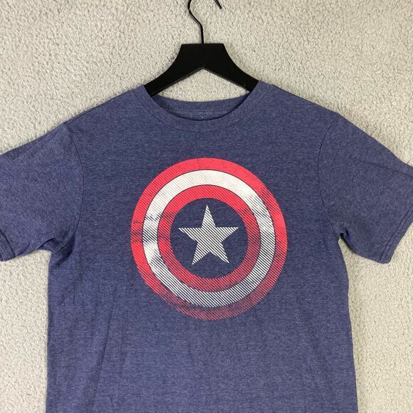 Marvel Captain America Shield Logo‎ Boys Blue T-Shirt Size XL - Picture 3 of 4